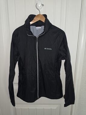 Columbia Women’s Large Black Windbreaker Jacket Lightweight Full Zip Outdoor